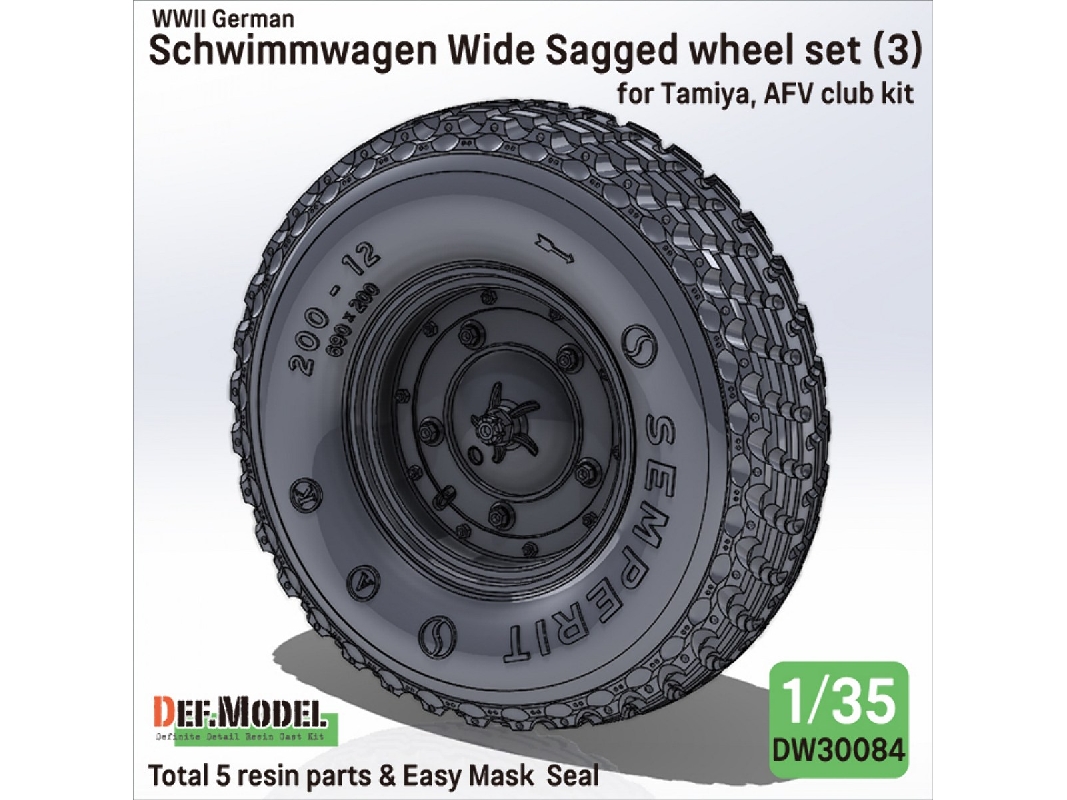 German Schwimmwagen - Wide Wheel Set 3 / Semperit (For Tamiya And Afv Club Kits) - zdjęcie 1