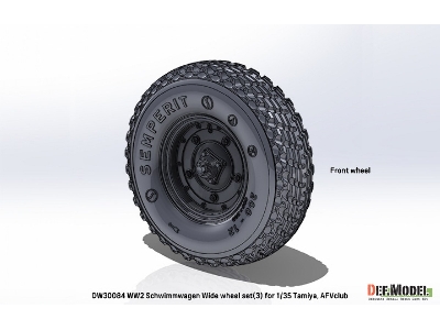 German Schwimmwagen - Wide Wheel Set 3 / Semperit (For Tamiya And Afv Club Kits) - zdjęcie 2