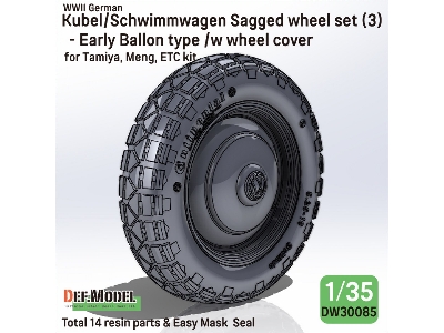 Kubelwagen And Schwimmwagen - Sagged Wheel Set / Early Ballon Type (For Tamiya And Meng Kits) - zdjęcie 1