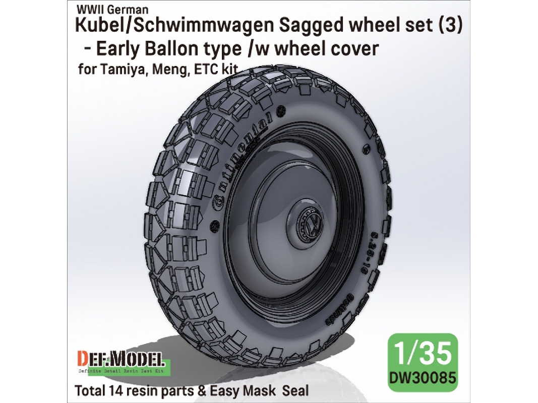 Kubelwagen And Schwimmwagen - Sagged Wheel Set / Early Ballon Type (For Tamiya And Meng Kits) - zdjęcie 1