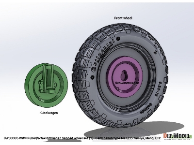 Kubelwagen And Schwimmwagen - Sagged Wheel Set / Early Ballon Type (For Tamiya And Meng Kits) - zdjęcie 3