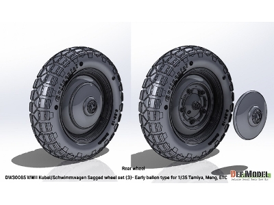 Kubelwagen And Schwimmwagen - Sagged Wheel Set / Early Ballon Type (For Tamiya And Meng Kits) - zdjęcie 4