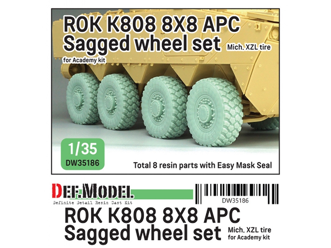 Rok K808 8x8 Apc - Sagged Wheel Set Michelin Xzl (For Academy Kits) - zdjęcie 1
