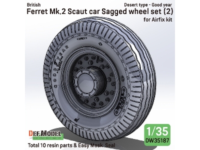 British Scout Car Ferret Mk.2 - Desert Sagged Wheel Set (For Airfix Kits) - zdjęcie 1