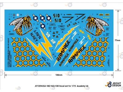 Boeing Ea-18 G Growler - Decal Set Vaq-138 Yellow Jackets (For Academy Kits) - zdjęcie 2
