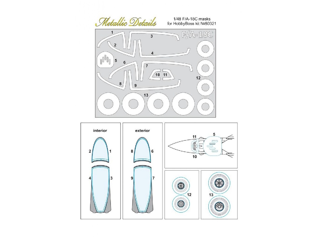 Mcdonnell-douglas F/A-18c Hornet Canopy Paint Mask (Designed To Be Used With Hobby Boss Kits) - zdjęcie 1