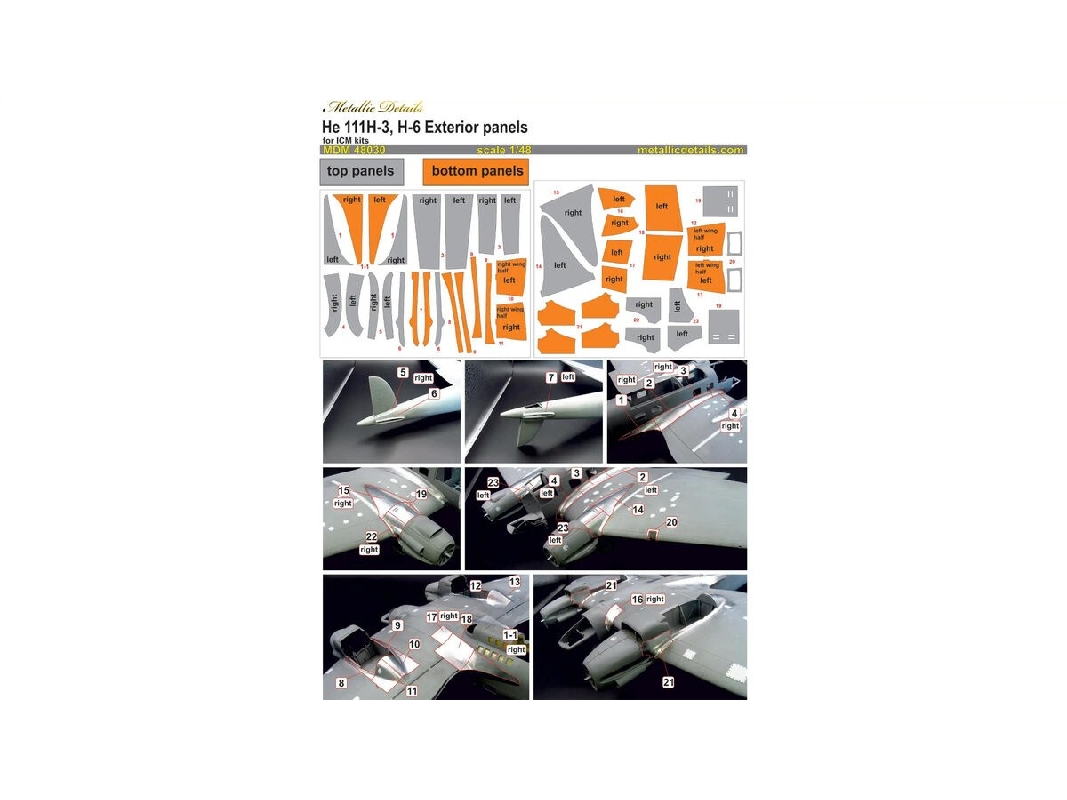 Heinkel He-111 H-3 / H-6 - Self-adhesive Large Exterior Panels (For Icm Kits) - zdjęcie 1