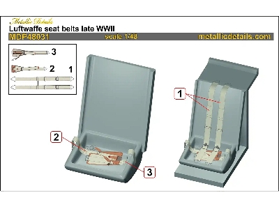 Luftwaffe Wwii Seat Belts Late (3d-printed) - zdjęcie 3