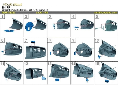 Boeing B-17 F Flying Fortress - Bombardier Cockpit Interior Set (3d-printed / For Monogram Kits) - zdjęcie 3