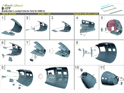 Boeing B-17 F Flying Fortress - Bombardier Cockpit Interior Set (3d-printed / For Hong Kong Models Kits) - zdjęcie 11