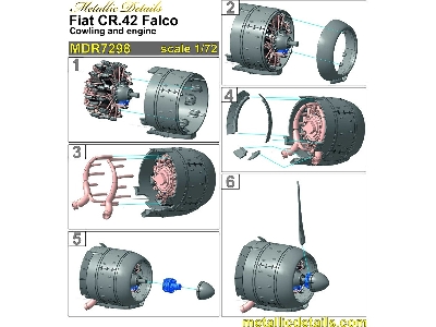 Fiat Cr.42 Falco - Cowling And Engine 3d-printed (For Italeri And Supermodel Kits) - zdjęcie 2
