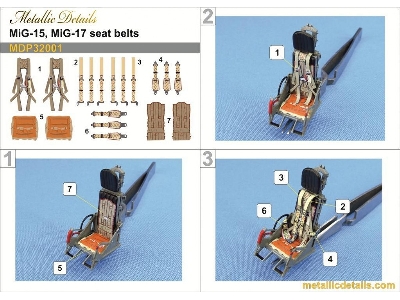 Mikoyan Mig-15 / Mig-17 - Seat Belts 3d-printed Decals (For Trumpeter Kits) - zdjęcie 4