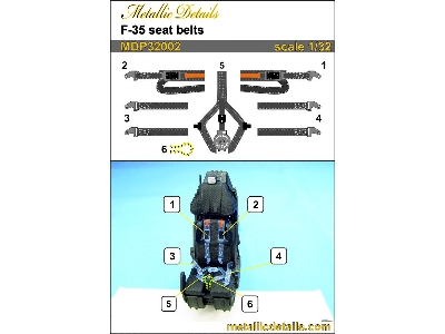 Lockheed Martin F-35 A/B/C Lightning Ii - Seat Belts 3d-printed Decals (For Trumpeter Kits) - zdjęcie 4