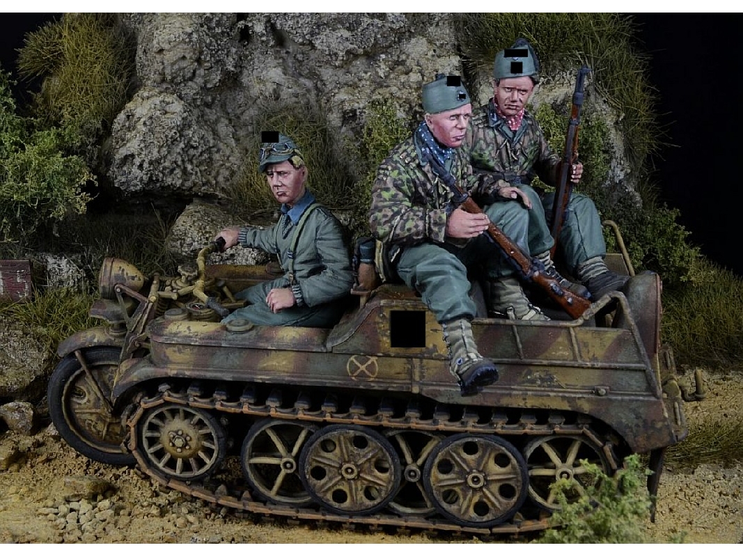 German Waffen Ss Gebirgsjager Kettenkrad Crew (3 Figures Set) - zdjęcie 1