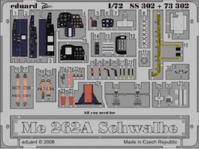  Me 262A Schwalbe 1/72 - Academy Minicraft - blaszki - zdjęcie 1