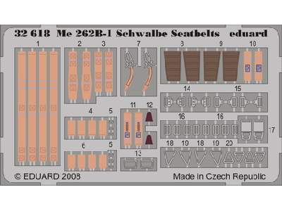  Me 262B-1 Schwalbe seatbelts 1/32 - Trumpeter - blaszki - zdjęcie 1