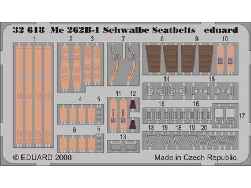 Me 262B-1 Schwalbe seatbelts 1/32 - Trumpeter - blaszki - zdjęcie 1 Me 262B-1 Schwalbe seatbelts 1/32 - Trumpeter - blaszki - zdjęcie 1