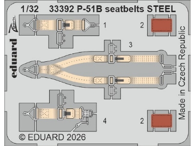 North American P-51 B - Zoom Set Steel Seatbelts (For Eduard Kits) - zdjęcie 1
