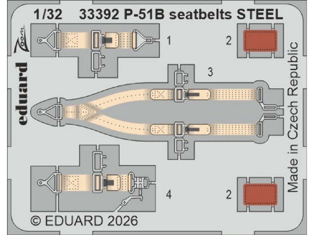 North American P-51 B - Zoom Set Steel Seatbelts (For Eduard Kits) - zdjęcie 1