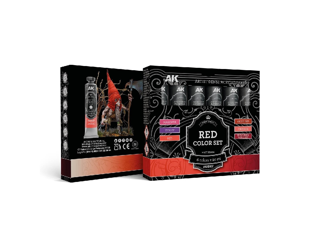 Akad107 Artist Dense Acrylic Colors - Red Color Set - zdjęcie 1