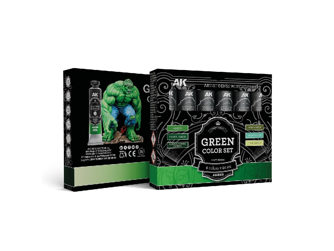 Akad109 Artist Dense Acrylic Colors - Green Color Set - zdjęcie 1