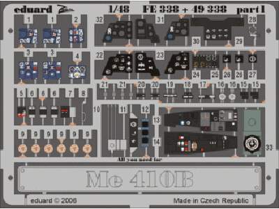  Me 410B 1/48 - Monogram - blaszki - zdjęcie 1