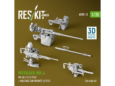 Merkava Mk.4 - Mg Set Volume 2 (2 Pcs) + Machine Gun Mounts (2 Pcs) (For Meng Kits / 3d-printed) - zdjęcie 2