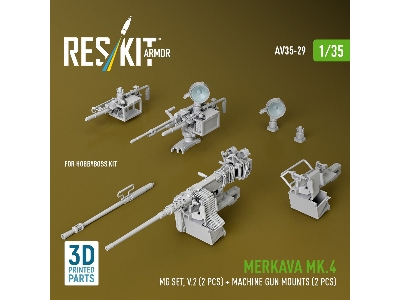 Merkava Mk.4 - Mg Set Volume 2 (2 Pcs) + Machine Gun Mounts (2 Pcs) (For Hobby Boss Kits / 3d-printed) - zdjęcie 1