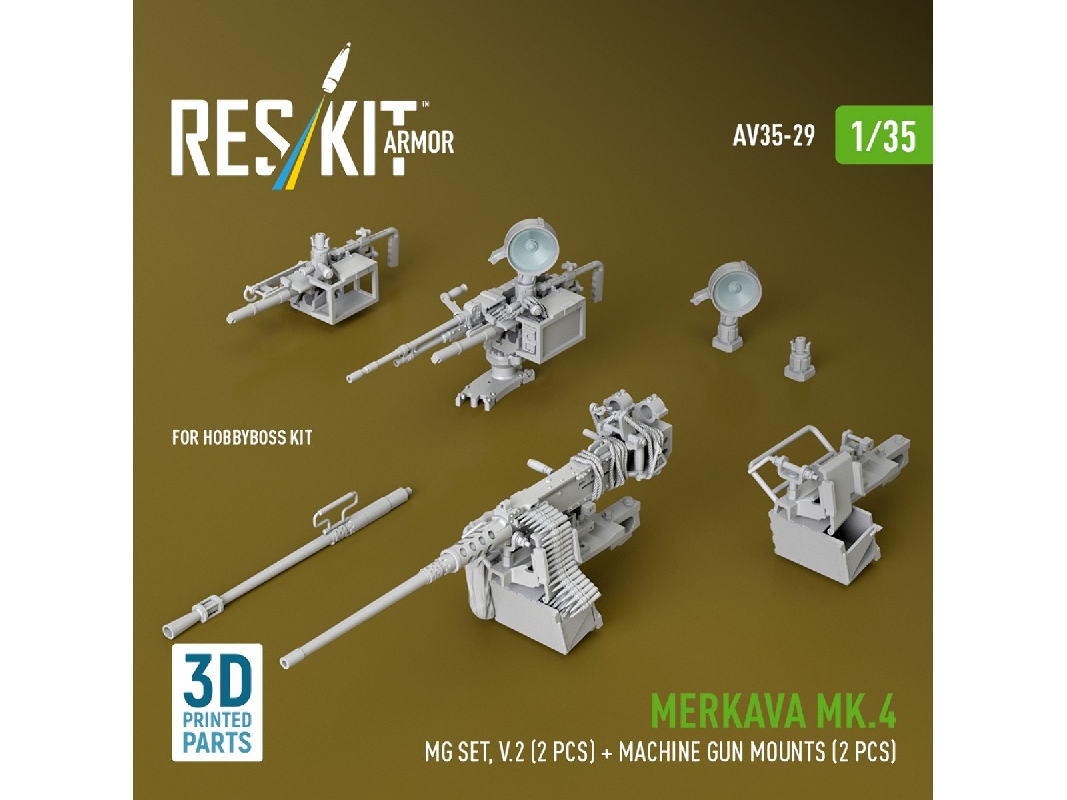 Merkava Mk.4 - Mg Set Volume 2 (2 Pcs) + Machine Gun Mounts (2 Pcs) (For Hobby Boss Kits / 3d-printed) - zdjęcie 1