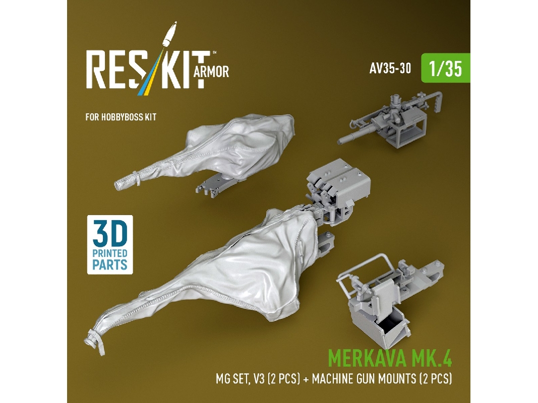 Merkava Mk.4 - Mg Set Volume 3 (2 Pcs) + Machine Gun Mounts (2 Pcs) (For Hobby Boss Kits / 3d-printed) - zdjęcie 1