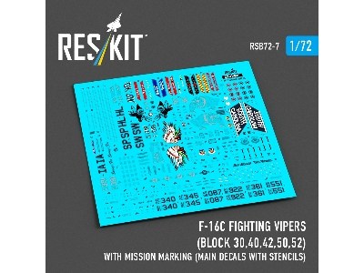 F-16 C Fighting Vipers (Block 30 / 40 / 42 / 50 And 52) With Mission Marking (Main Decals With Stencils) - zdjęcie 2