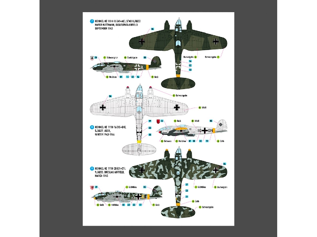 Heinkel He-111 H-16 / H-20 And H-22 - Late Series Decals - zdjęcie 1
