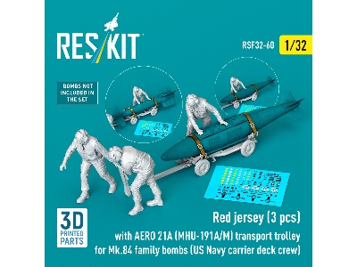 Red Jerseys (3 Figures) With Aero 21a (Mhu-191a/M) Transport Trolley For Mk.84 Family Bombs (3d-printed) - zdjęcie 1