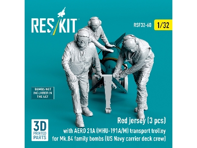 Red Jerseys (3 Figures) With Aero 21a (Mhu-191a/M) Transport Trolley For Mk.84 Family Bombs (3d-printed) - zdjęcie 2