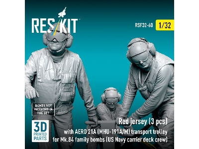 Red Jerseys (3 Figures) With Aero 21a (Mhu-191a/M) Transport Trolley For Mk.84 Family Bombs (3d-printed) - zdjęcie 3