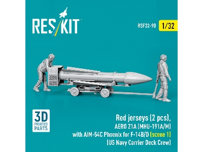 Red Jerseys (2 Figures) With Aero 21a (Mhu-191a/M) With Aim-54c Phoenix For F-14 B/D (Scene 1 / 3d-printed) - zdjęcie 1