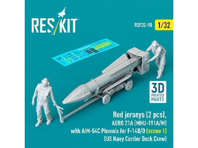 Red Jerseys (2 Figures) With Aero 21a (Mhu-191a/M) With Aim-54c Phoenix For F-14 B/D (Scene 1 / 3d-printed) - zdjęcie 2