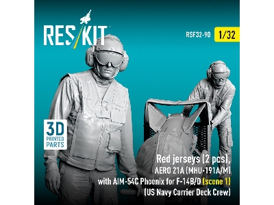 Red Jerseys (2 Figures) With Aero 21a (Mhu-191a/M) With Aim-54c Phoenix For F-14 B/D (Scene 1 / 3d-printed) - zdjęcie 3