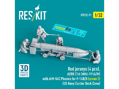 Red Jerseys (4 Figures) With Aero 21a (Mhu-191a/M) With Aim-54c Phoenix For F-14 B/D (Scene 2 / 3d-printed) - zdjęcie 1
