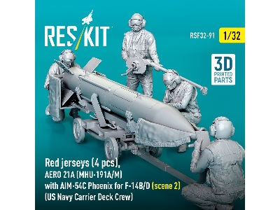 Red Jerseys (4 Figures) With Aero 21a (Mhu-191a/M) With Aim-54c Phoenix For F-14 B/D (Scene 2 / 3d-printed) - zdjęcie 3