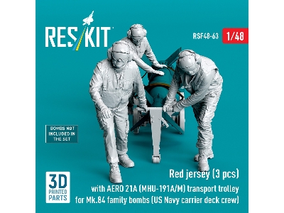 Red Jerseys (3 Figures) With Aero 21a (Mhu-191a/M) Transport Trolley For Mk.84 Family Bombs (3d-printed) - zdjęcie 1