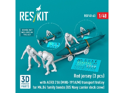 Red Jerseys (3 Figures) With Aero 21a (Mhu-191a/M) Transport Trolley For Mk.84 Family Bombs (3d-printed) - zdjęcie 2