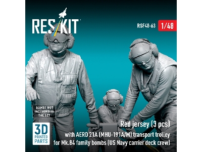 Red Jerseys (3 Figures) With Aero 21a (Mhu-191a/M) Transport Trolley For Mk.84 Family Bombs (3d-printed) - zdjęcie 3