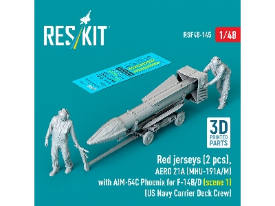 Red Jerseys (2 Figures) With Aero 21a (Mhu-191a/M) With Aim-54c Phoenix For F-14 B/D (Scene 1 / 3d-printed) - zdjęcie 1