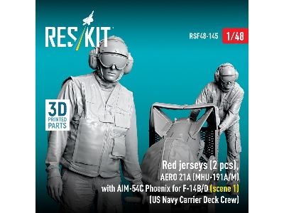 Red Jerseys (2 Figures) With Aero 21a (Mhu-191a/M) With Aim-54c Phoenix For F-14 B/D (Scene 1 / 3d-printed) - zdjęcie 3