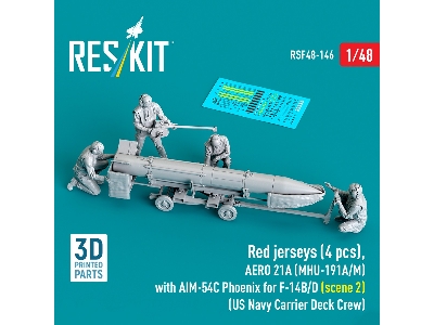 Red Jerseys (4 Figures) With Aero 21a (Mhu-191a/M) With Aim-54c Phoenix For F-14 B/D (Scene 2 / 3d-printed) - zdjęcie 1