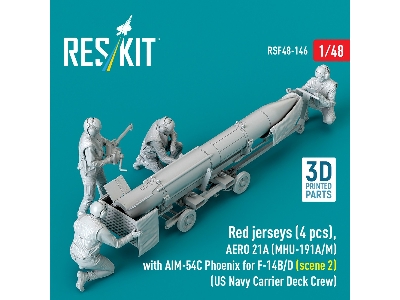 Red Jerseys (4 Figures) With Aero 21a (Mhu-191a/M) With Aim-54c Phoenix For F-14 B/D (Scene 2 / 3d-printed) - zdjęcie 2