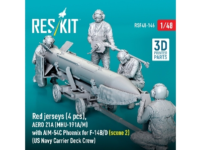 Red Jerseys (4 Figures) With Aero 21a (Mhu-191a/M) With Aim-54c Phoenix For F-14 B/D (Scene 2 / 3d-printed) - zdjęcie 3