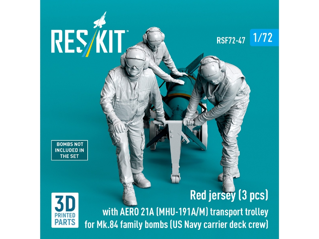 Red Jerseys (3 Figures) With Aero 21a (Mhu-191a/M) Transport Trolley For Mk.84 Family Bombs (3d-printed) - zdjęcie 1