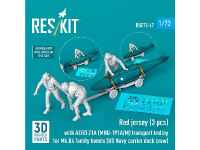 Red Jerseys (3 Figures) With Aero 21a (Mhu-191a/M) Transport Trolley For Mk.84 Family Bombs (3d-printed) - zdjęcie 2